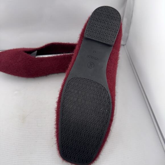 VIVAIA Margot 2.0 Fuzzy Knit Square Toe Flats Burgundy EU 42 US 11 Vegan Eco - Picture 9 of 12